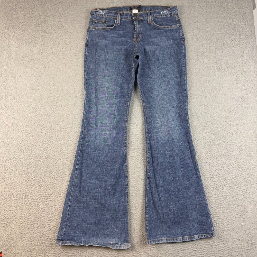 Womens VTG Truck Jeans Size 15 Long Y2K Flare‎ Leg Mid Rise Hip Hug Denim 34x33